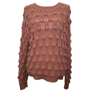 Kye Mi‎ Mauve Pullover Open Knit Boho Sweater Hippie Academia Size Medium